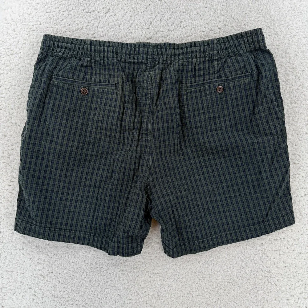 J.Crew Shorts Mens XL Green Check Chino Drawstring Waist Plaid Casual Summer